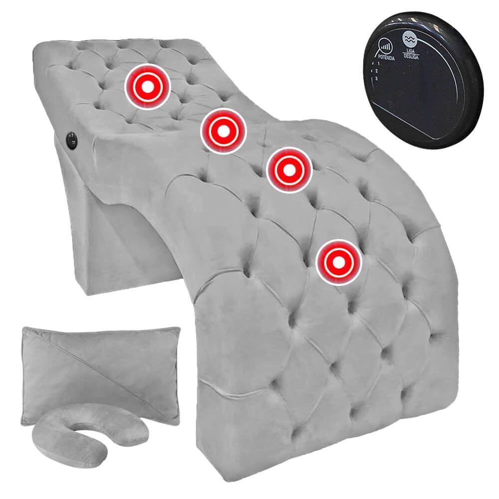 Maca Mesa Profissional com Vibroterapia Massagem Clínica Veludo Cinza Claro SOFA STORE