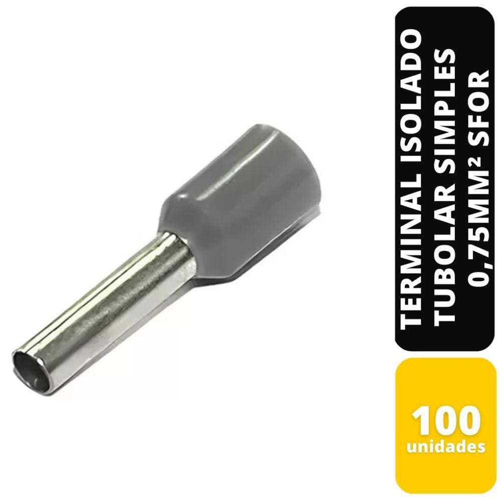 Kit C/100 Terminal Isolado Tubolar Simples Cz 0,75 Mm² Sfor