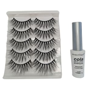Kit Macrilan Cola Cílios Postiços+Cílios 3D 5 Pares Gl702