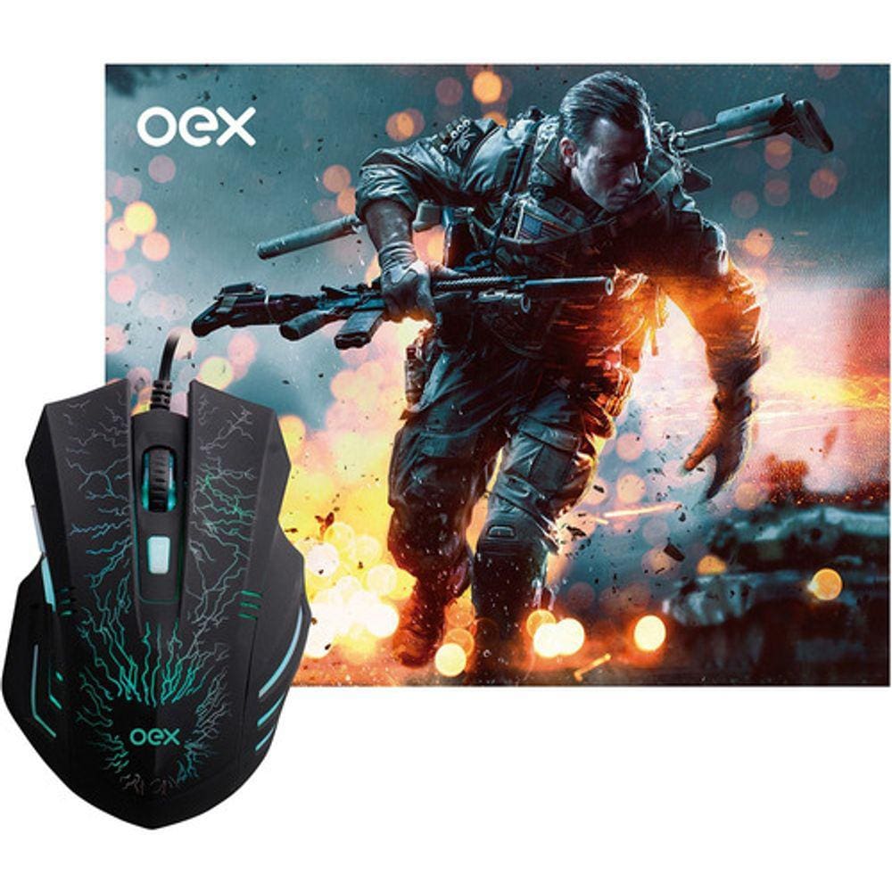 Combo Mouse Gamer Mousepad Stage Mc101 6 Botoes Led 2.400 Dpi