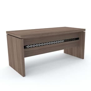Mesa de Escritório Pé Painel PE50 em MDP 160 x 70 cm Cor Walnut detalhe Preto