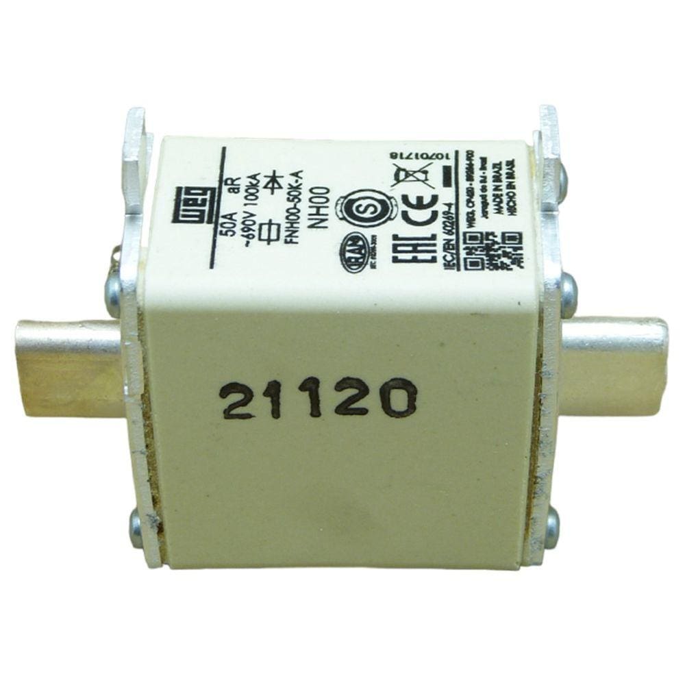 Fusível Ultra Rápido Weg Classe Ar FNH00-50K-A 50 Amperes (Tipo Nh00)