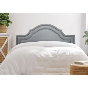 Cabeceira Queen Estofada para Cama Box com Tachas 160x60cm Provençal Luxo Dupla Cinza/Fumê