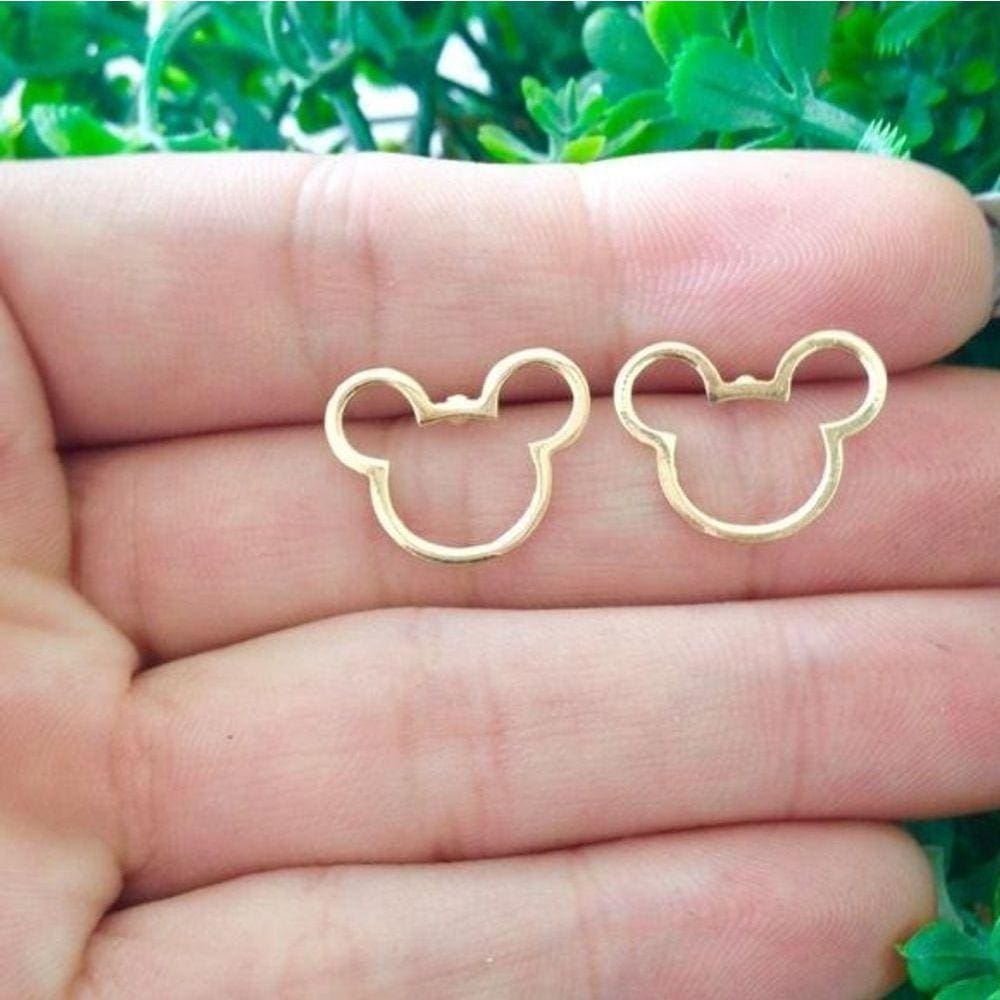 Brinco Mickey Grande, Banhado A Ouro 18K