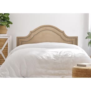Cabeceira Casal Estofada para Cama Box com Tachas 140x60cm Provençal Luxo Dupla Bege/Fumê