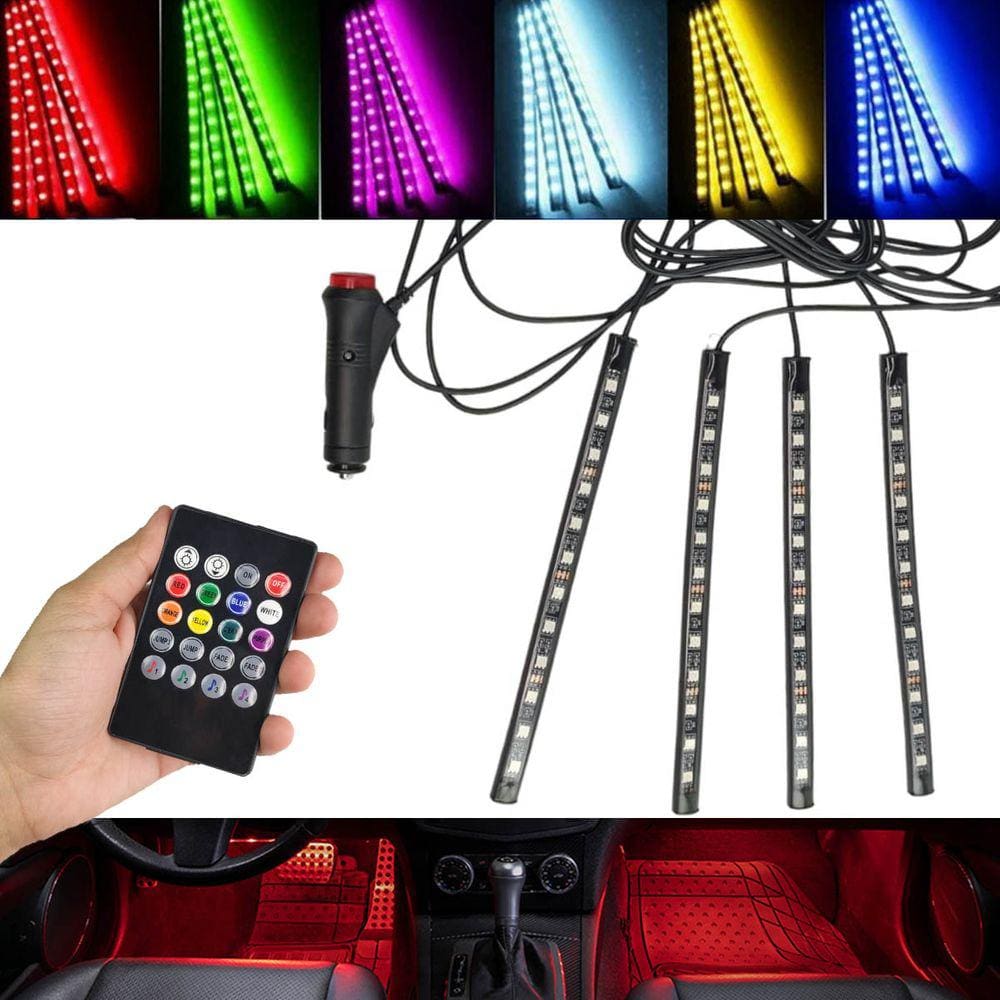 Barra Led Neon 8 Cores RGB Musica Controle Carro Moto Painel Som Ritmo Decoraçao Iluminaçao