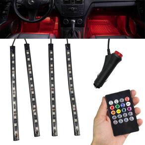 Barra Neon Led 8 Cores RGB Controle Musica Carro Moto Caminhao Decoraçao Iluminaçao