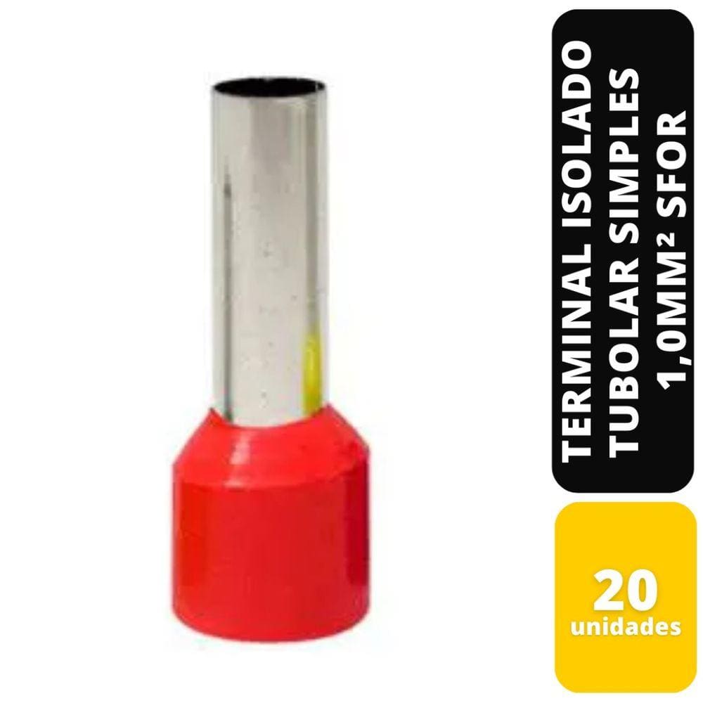 Kit C/20 Terminal Isolado Tubolar Simples Vm 1,0 Mm² Sfor
