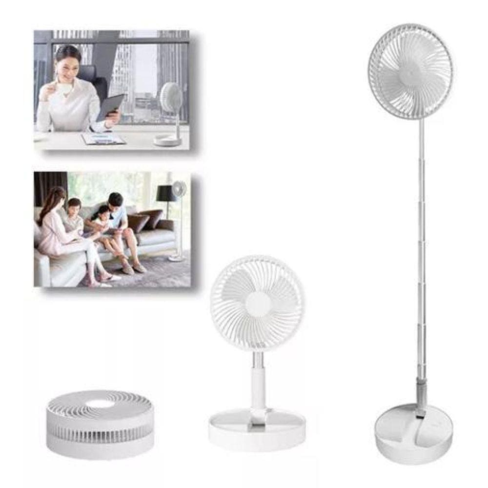 Ventilador Portátil Silencioso Retrátil 3 Em 1 Prático