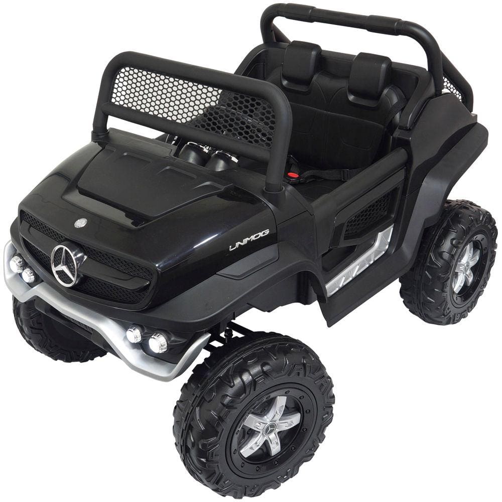 Mini Carro Elétrico Infantil Criança 12V Mercedes Benz Unimog Controle Remoto Preto Brinqway BW-120