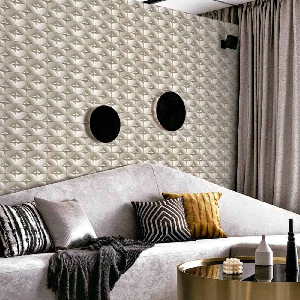 Papel de Parede Essencial Geométrico Bege e Cinza ESS1013