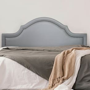 Cabeceira Casal Estofada para Cama Box Provençal Luxo com Tachas 140x60cm Cinza/Fumê