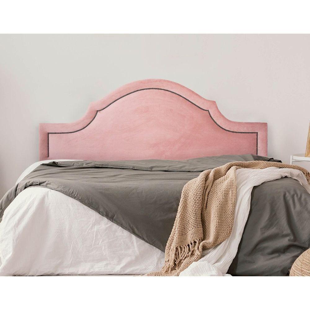 Cabeceira King Estofada para Cama Box com Tachas 193x60cm Provençal Luxo Rosê/Fumê