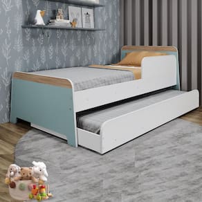 Bicama Infantil com Proteção Lateral Lorenza Movelbras Branco/Verde Bellagio