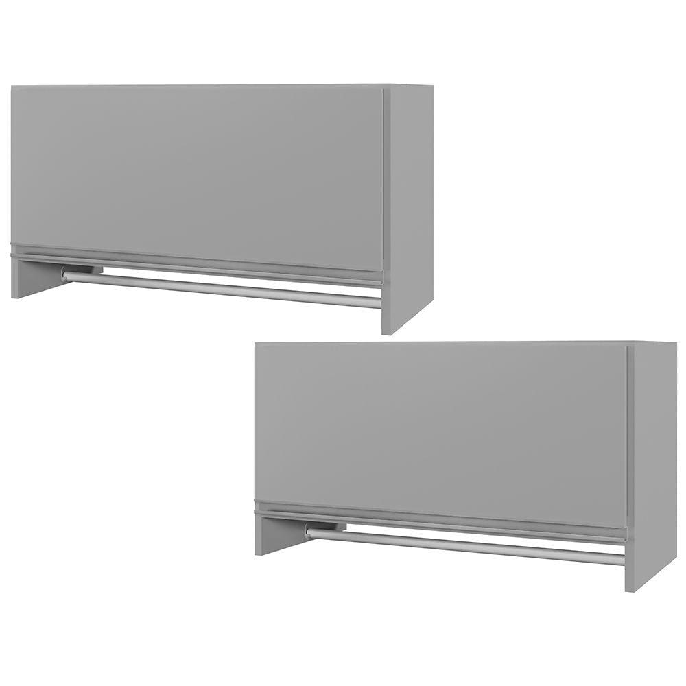 Kit 02 Armários Multiuso Aéreo Cabideiro Grécia L03 Cinza - Lyam