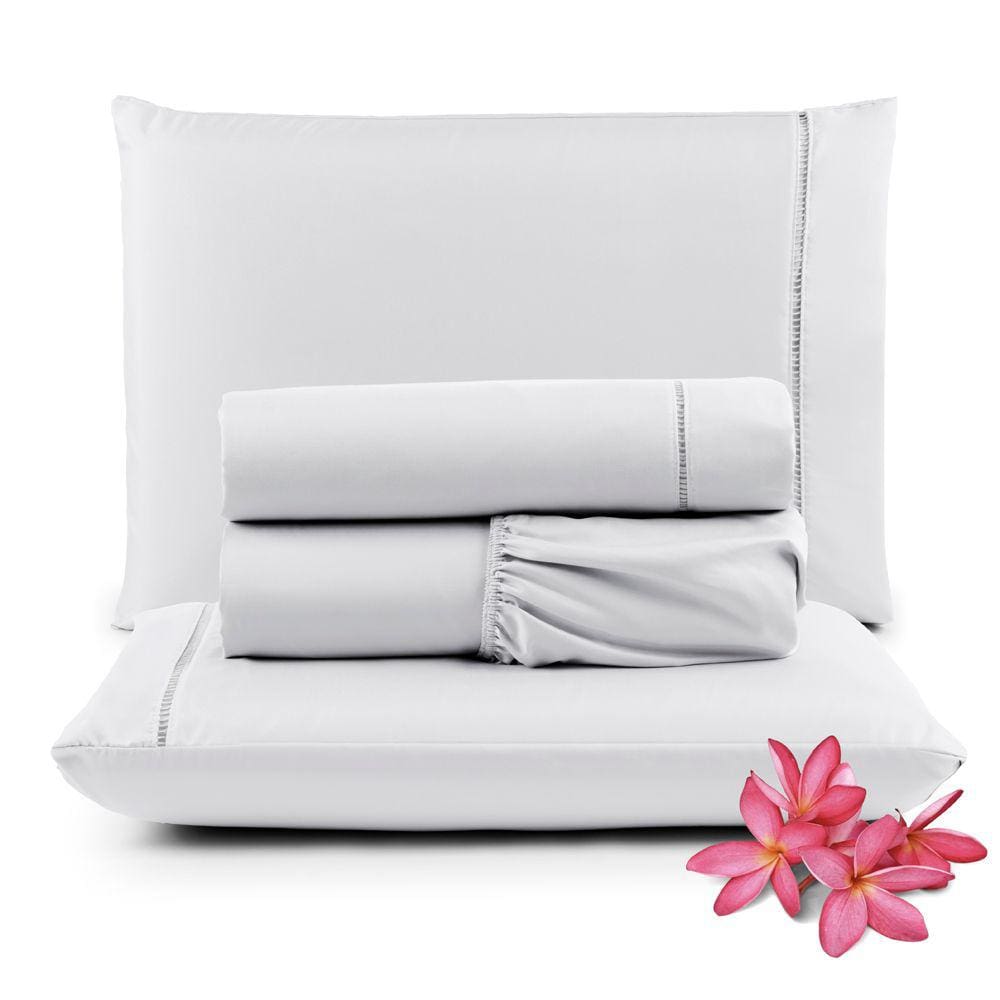 Jogo Cama Lençol Unique King 400 Fios Ponto Palito 4 Peças - Branco