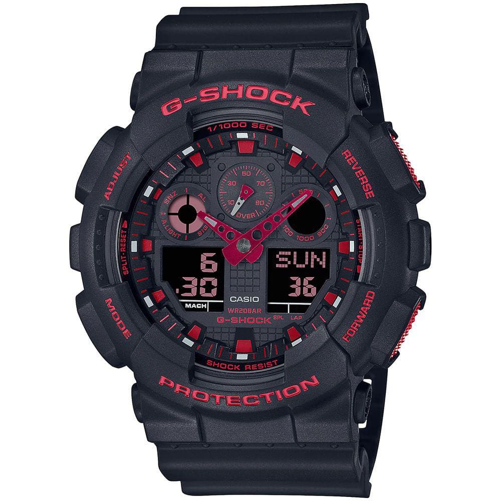 Relógio CASIO G-SHOCK masculino anadigi red GA-100BNR-1ADR