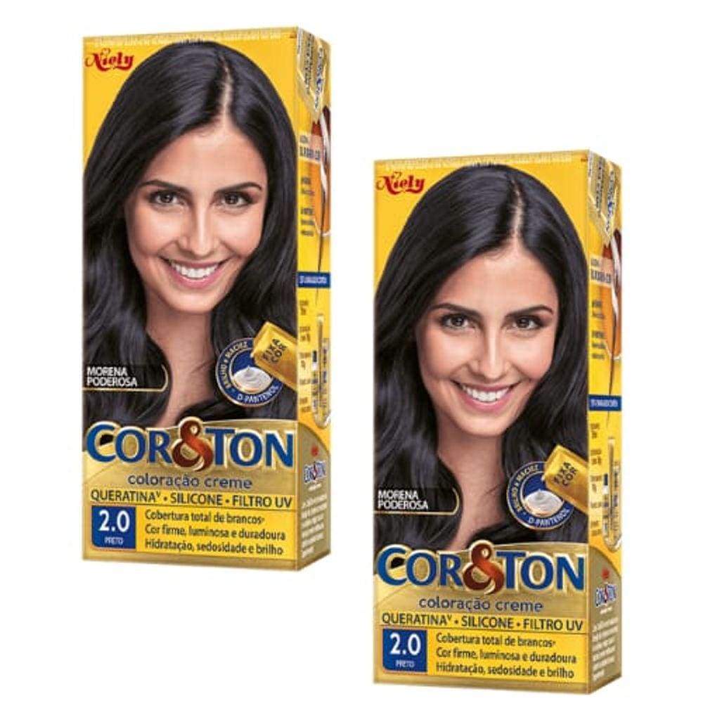 Kit Tintura Niely Cor e Ton tom 2.0 preto (2 kits)