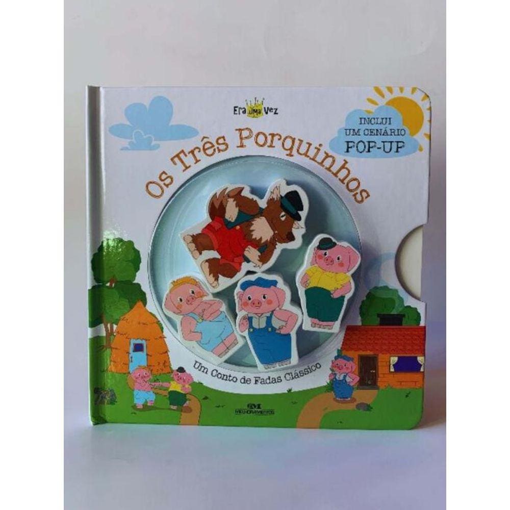 Os Três Porquinhos (Livro + Cenário Pop-up + 4 Personagens De Madeira)