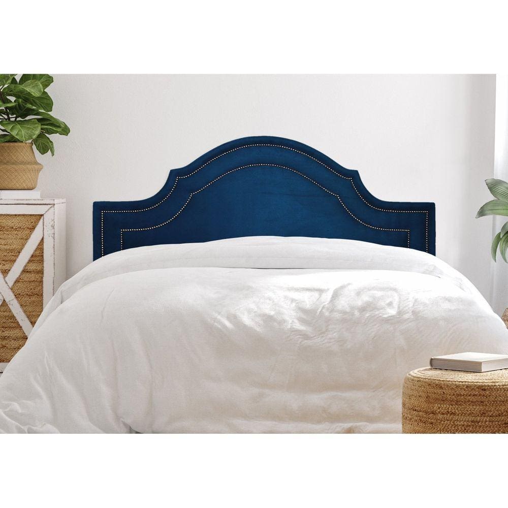 Cabeceira King Estofada para Cama Box com Tachas 193x60cm Provençal Luxo Dupla Azul/Fumê