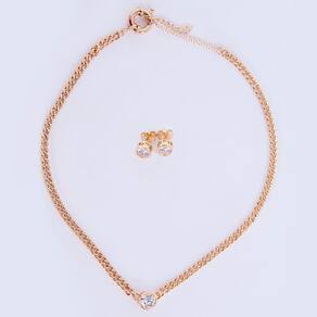 Conjunto Colar e Brincos Com Zircônia Cristal