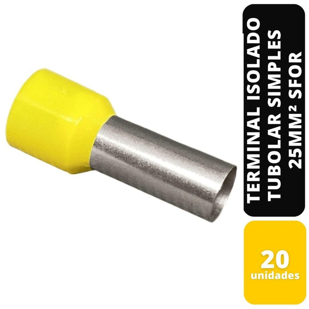 Kit C/20 Terminal Isolado Tubolar Simples Am 25Mm² Sfor