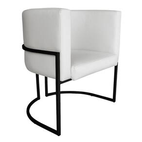 Poltrona Decorativa Luana Base Preta PU Branco - Montanaris Decor