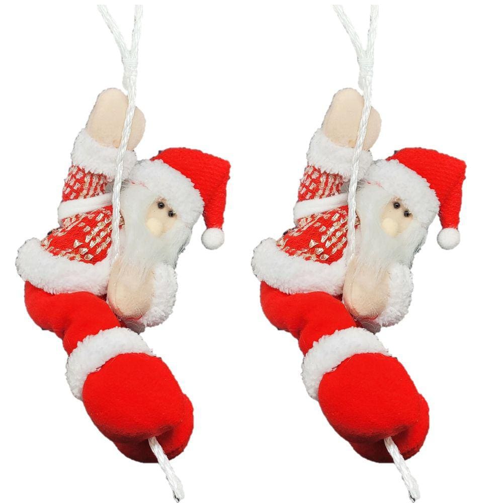 Kit 2 Papai Noel Pelúcia na Corda Rapel 30cm - Master Christmas