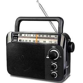 Rádio TR604 Retekess AM FM, Portátil, Alim. por 3 Pilhas D ou AC 110V, Adequado para Idosos e Casa (Preto)