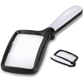 Lupa Portátil Dobrável com Luz, Lente Grande 3X para Leitura com LED Regulável