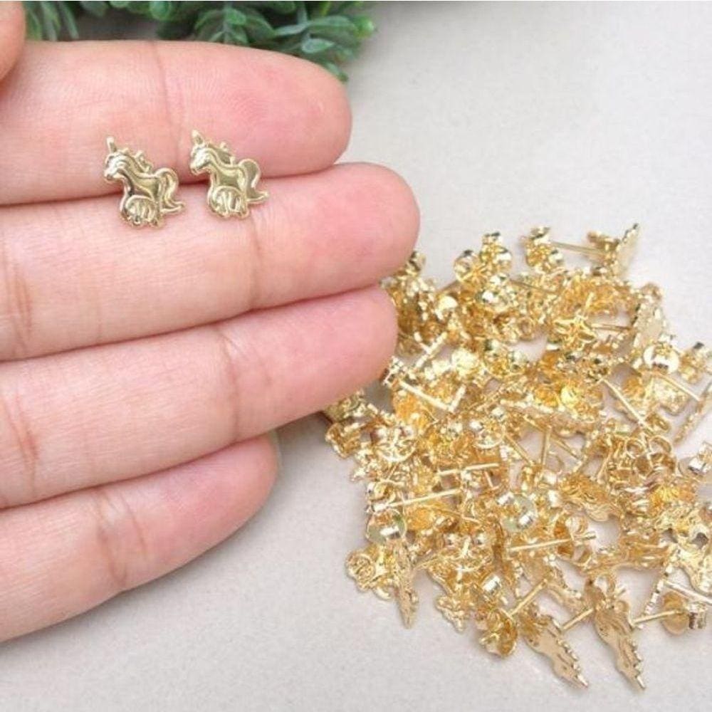 Brinco Infantil Unicórnio Banhado A Ouro