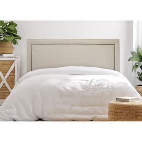 Cabeceira King Estofada para Cama Box com Tachas 193x60cm Reta Luxo Off White/Fumê