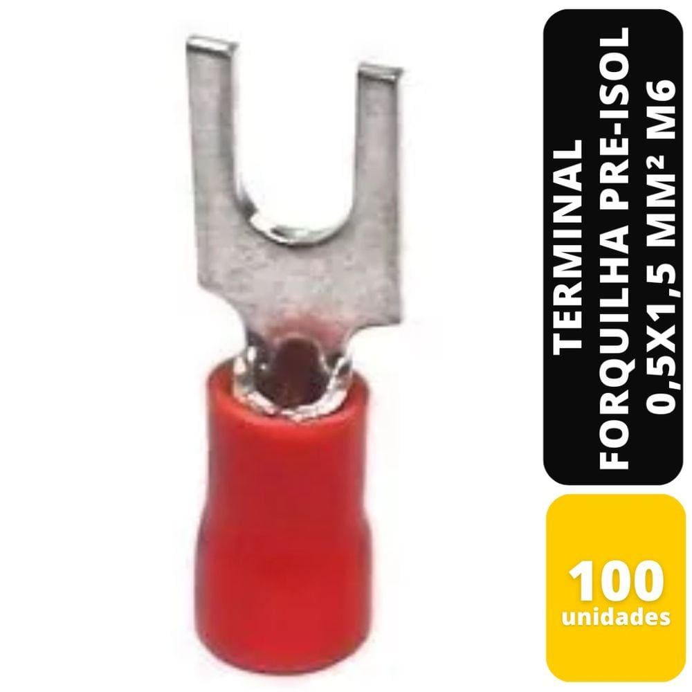 Kit C/100 Terminal Forquilha Pre-Isol Vm 0,5x1,5 mm² M6 Sfor