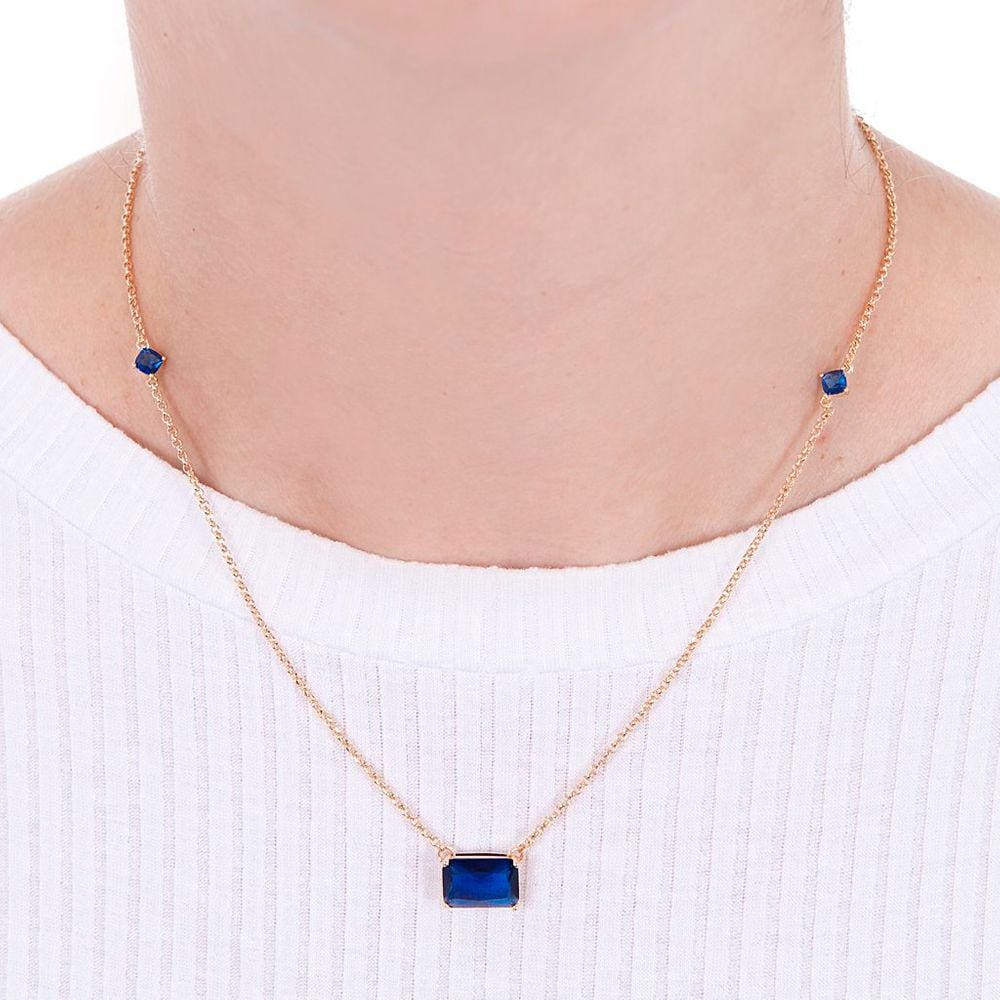 Colar Banhado a Ouro com Pedra Zafira