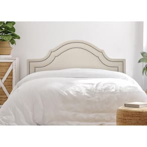 Cabeceira King Estofada para Cama Box com Tachas 193x60cm Provençal Luxo Dupla Off White/Fumê