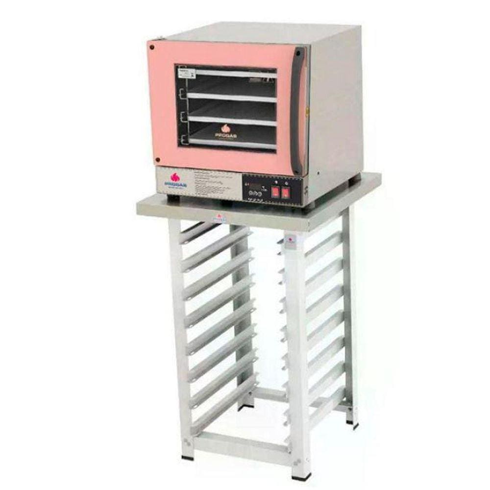 Kit - Forno Turbo Elétrico Fast Oven PRP-004 Plus 220V Rosa + Bancada MES-004 - Progás