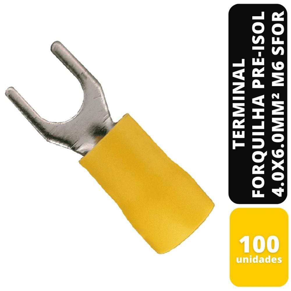 Kit C/100 Terminal Forquilha Pre-Isol Am 4.0X6.0mm² M6 Sfor