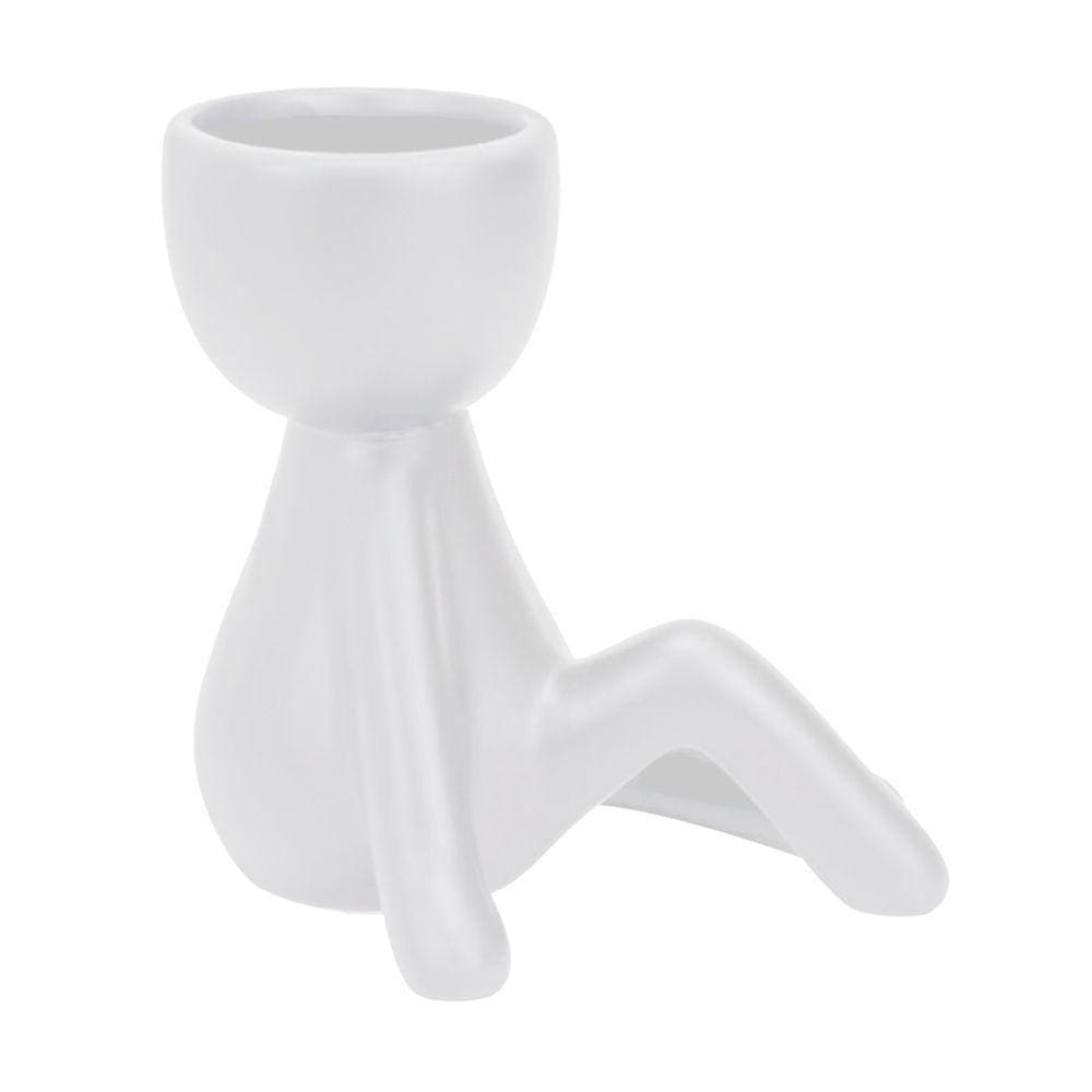 Vaso Decorativo Bravadecor Bob Suculentas Em Cerâmica Branco