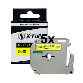 Kit 5 Fitas Compatível Brother MK 621 Fita Amarela Preta 9mm