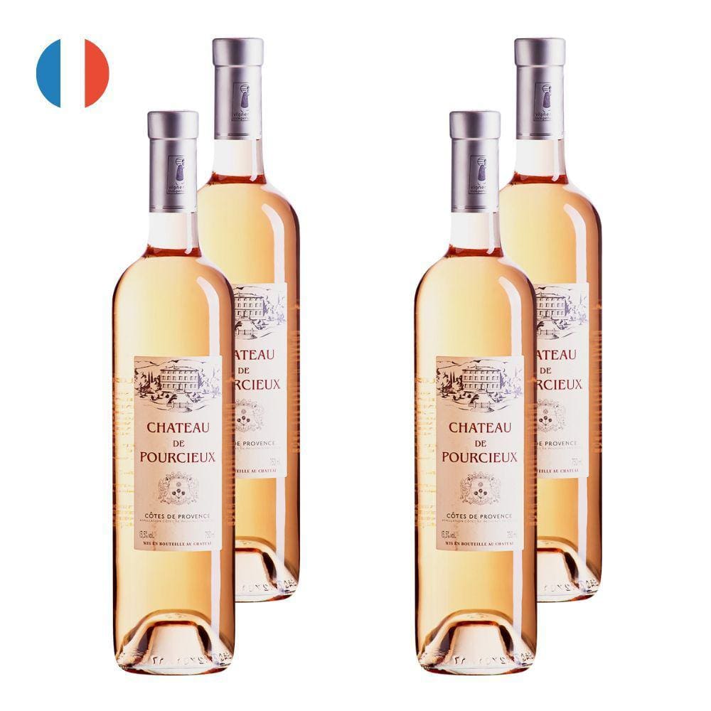 Kit 4 Vinhos Château de Pourcieux Provence Rosé França 750ml