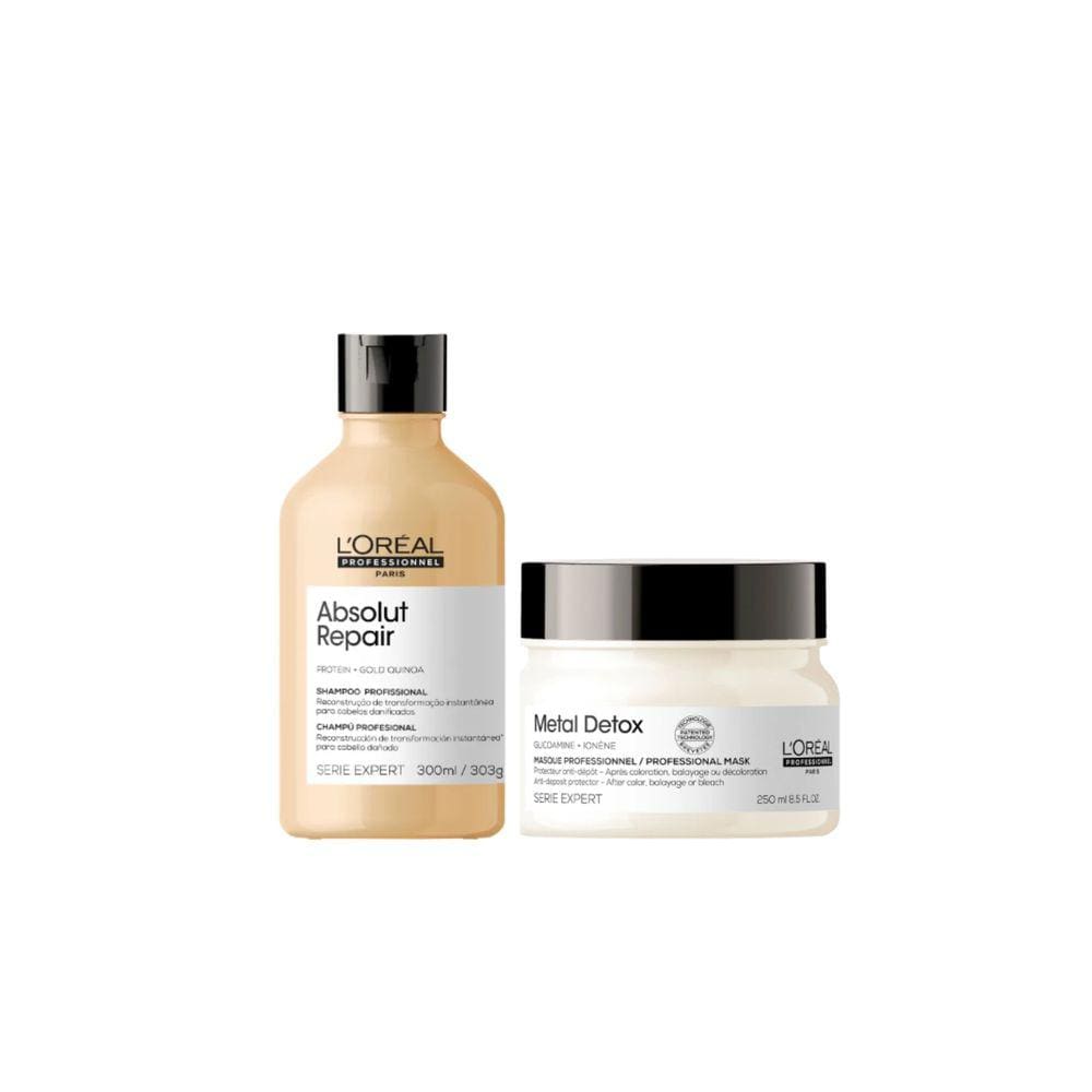 Kit L´Oréal Absolut Repair Shampoo 300ml + Metal Detox Máscara 250g