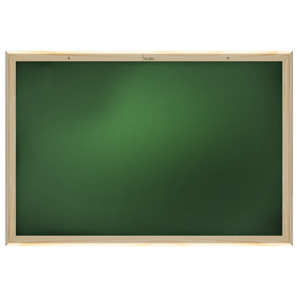 Lousa Quadro Escolar Verde UV Standard 90x70 cm MDF 3mm para Giz Moldura Madeira Pinus Natural