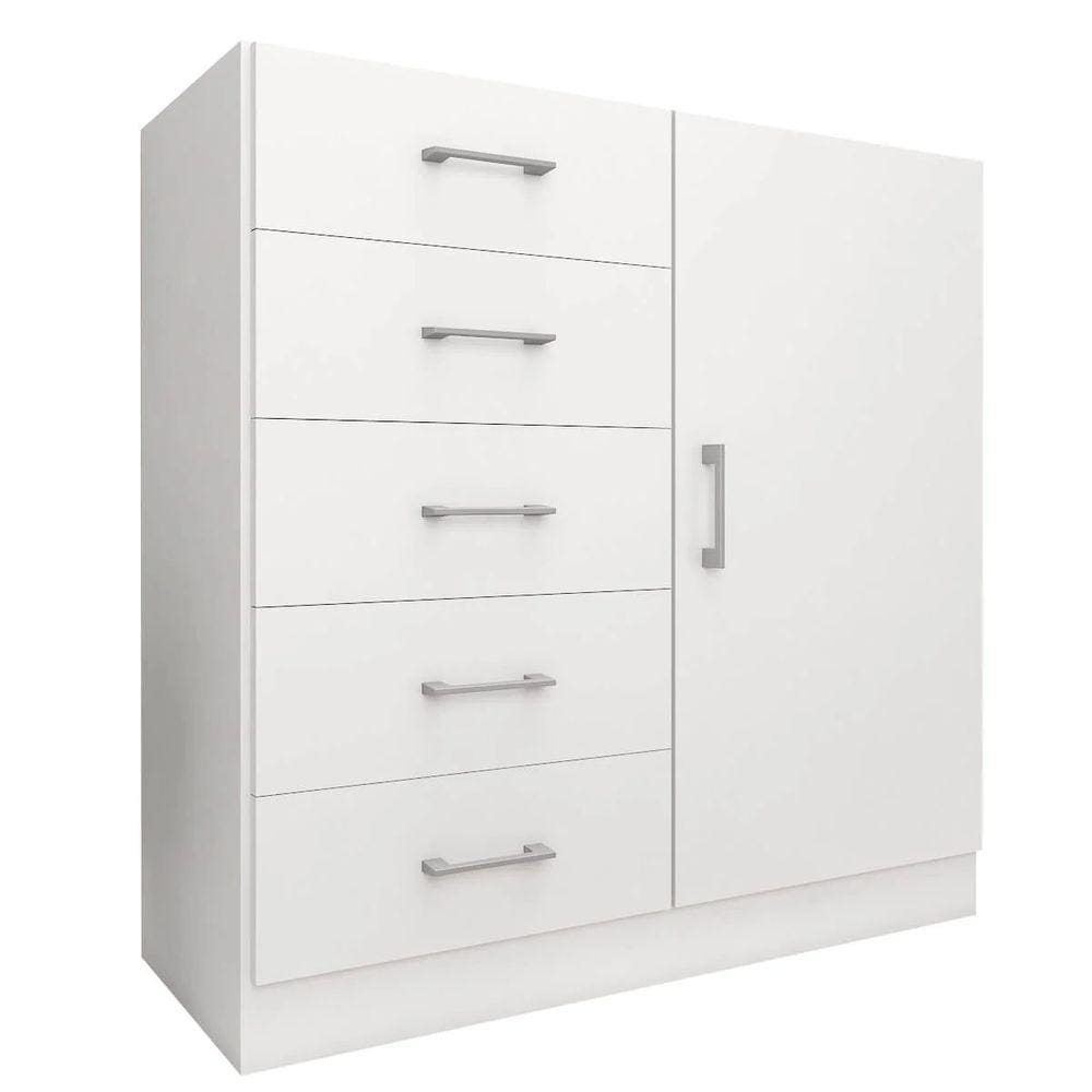 Cômoda Miami 5 Gavetas 1 Porta Fellicci Cor Branco