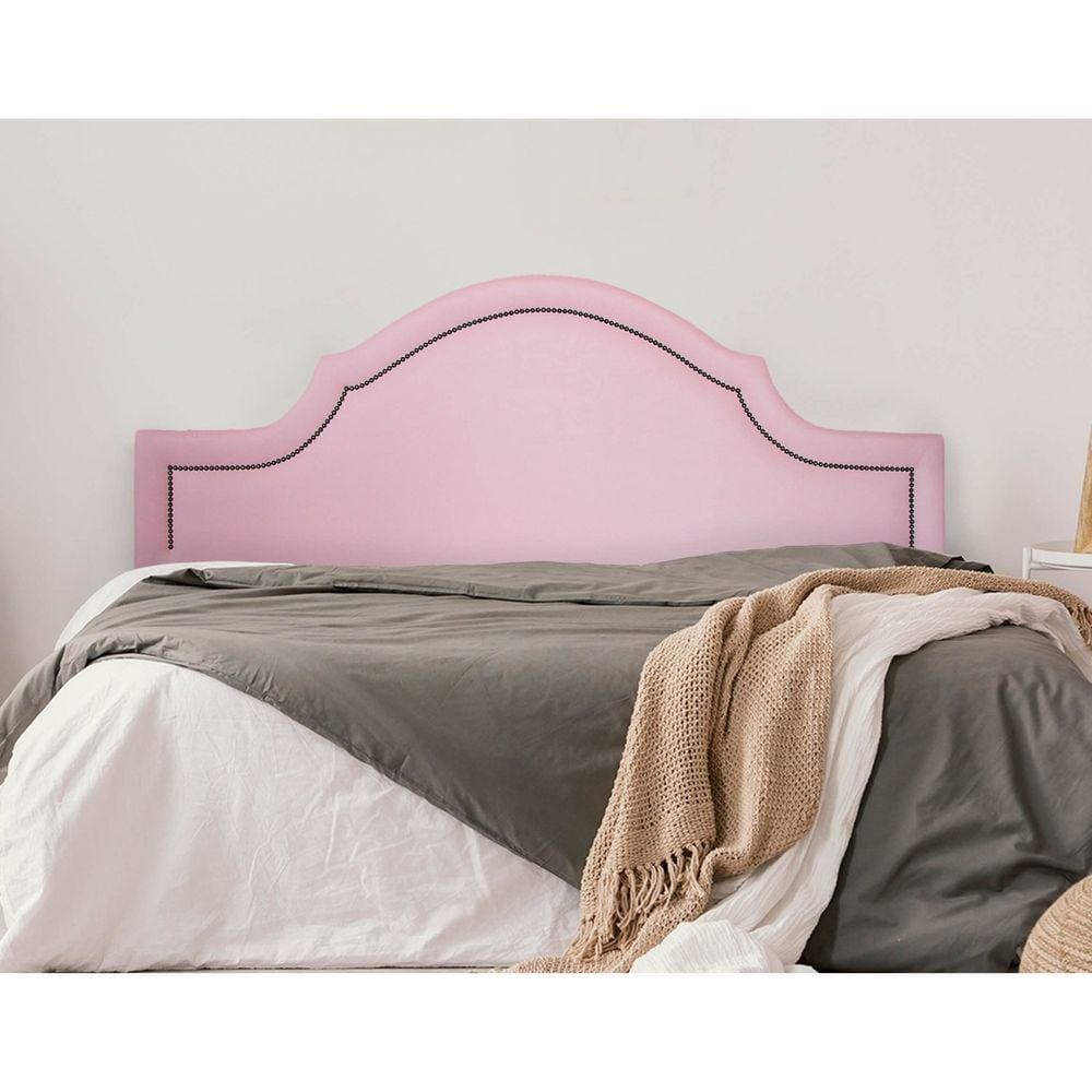 Cabeceira King Estofada para Cama Box com Tachas 193x60cm Provençal Luxo Rosa/Fumê