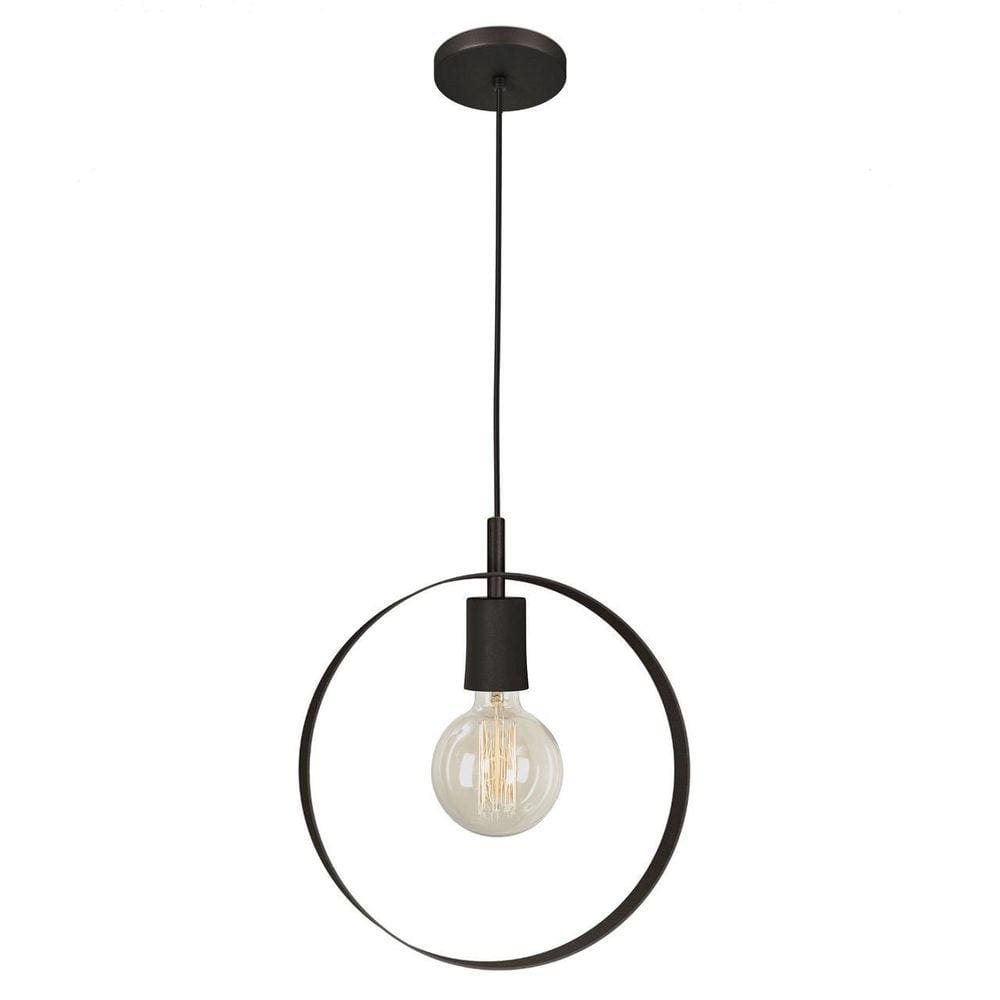 Pendente Luminária Teto Círculo Anel Sala Cozinha Mesa Preto