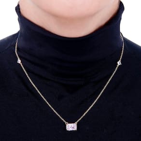 Colar Banhado a Ouro com Pedra Cristal