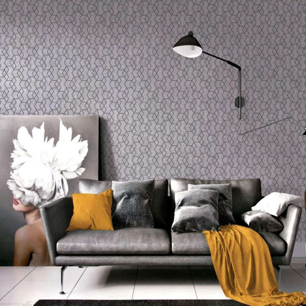 Papel de Parede Essencial Geométrico Cinza e Prata ESS1027