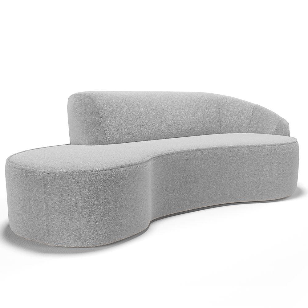 Sofá 3 Lugares Curvo Sala de Estar Living Firenze Direito D02 Bouclê Cinza 210 cm B-56 - Lyam