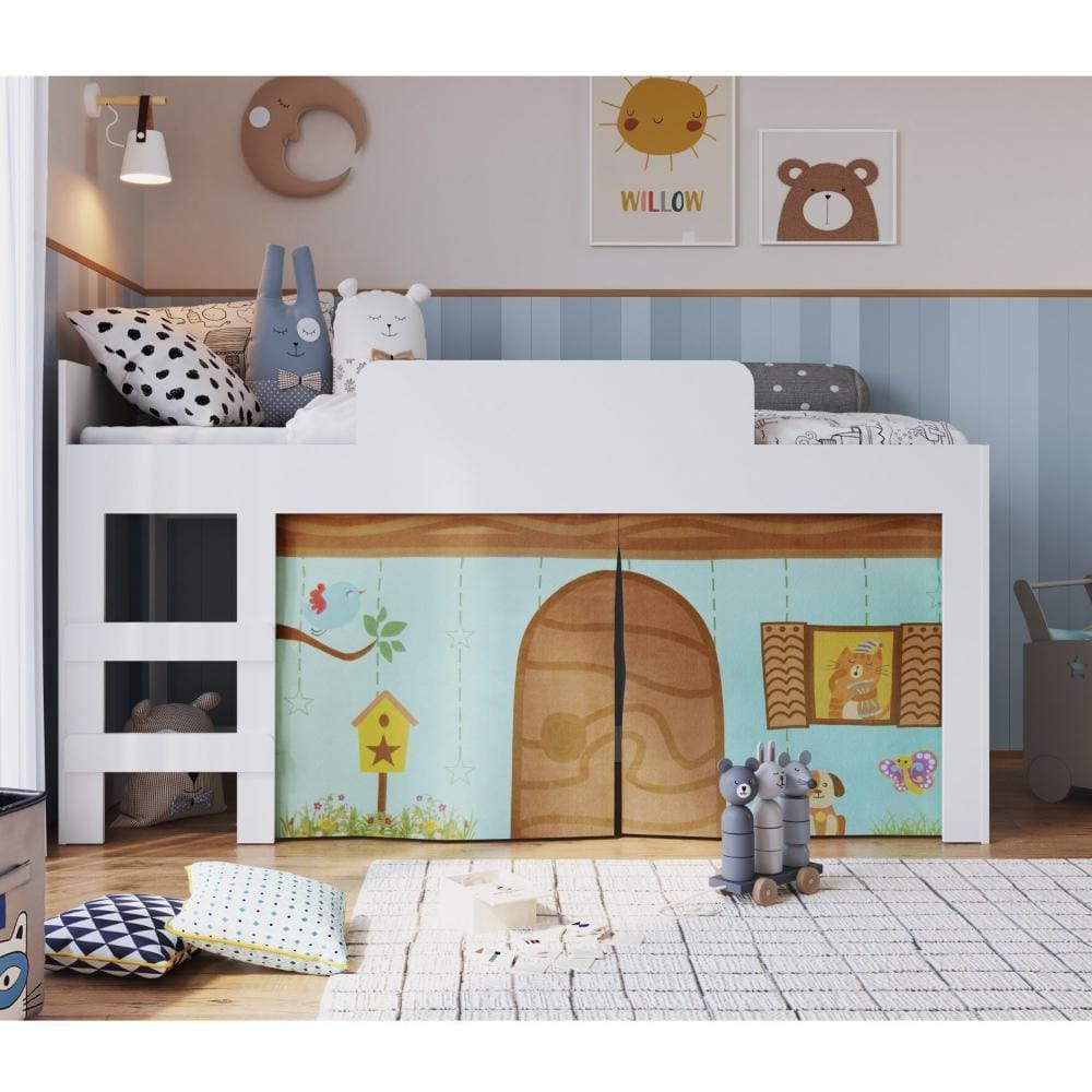 Cama Infantil Protetor e Cortina Alegria Meu Fofinho Art In Móveis. Branco