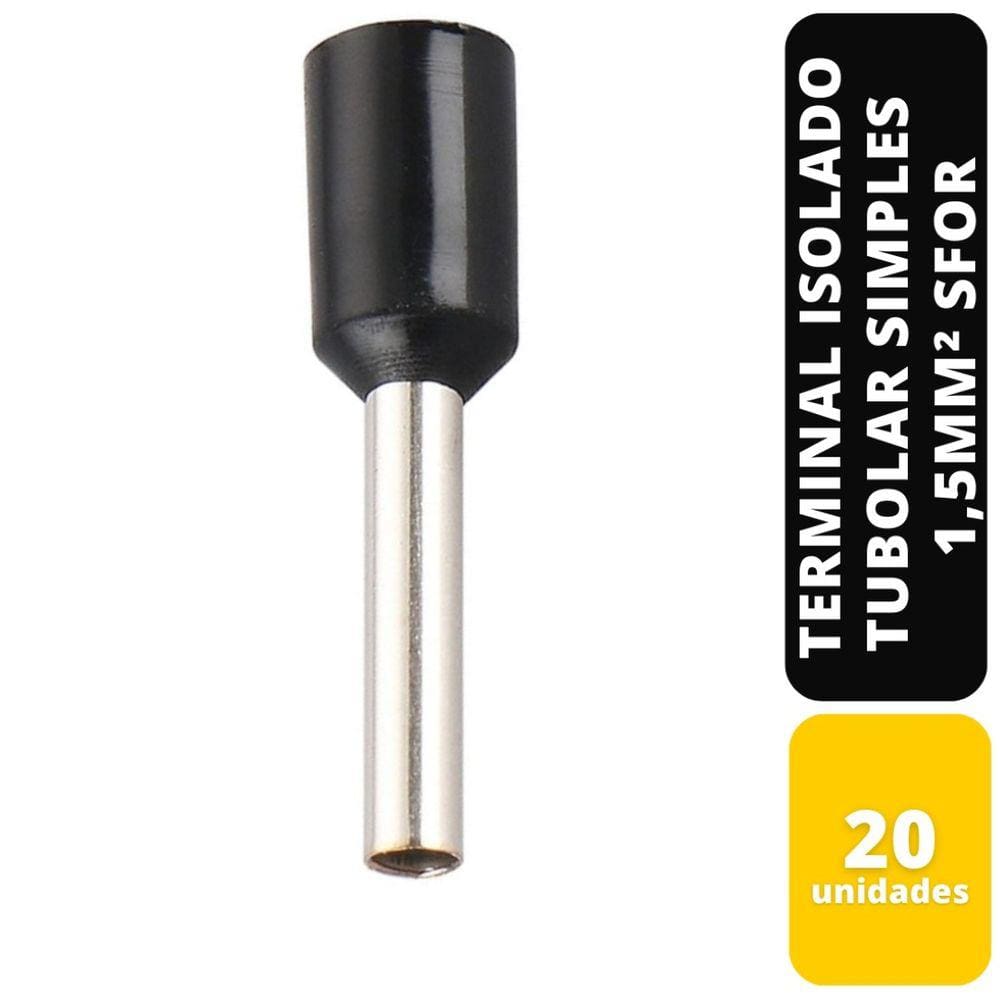 Kit C/20 Terminal Isolado Tubolar Simples Pt 1,5 Mm² Sfor